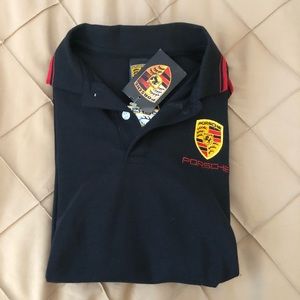 Porsche Navy Polo Shirt with Red Trim - Women's